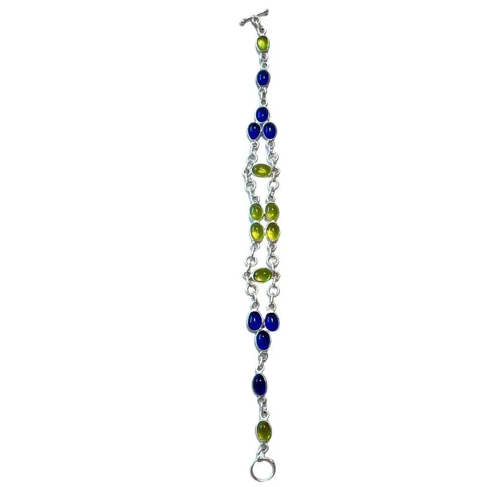 💎2/$30💎 Light Green And Blue Silver Tone Bracelet